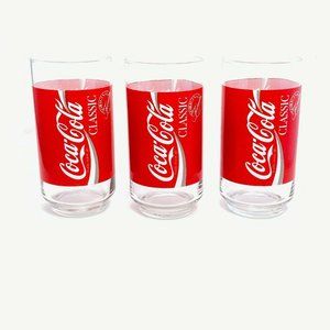 Coca Cola Classic Original Formula Drinking Glasses Red & White 16oz Vintage